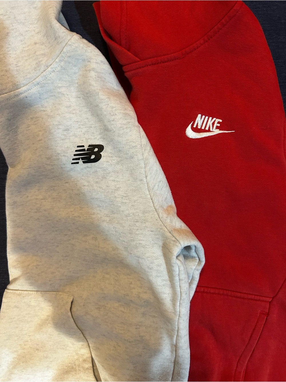 2 Hoodies - Red Nike and Grey New Balance